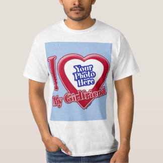 I Liebe My Girlfriend Foto Red Heart Baby Blue T-Shirt