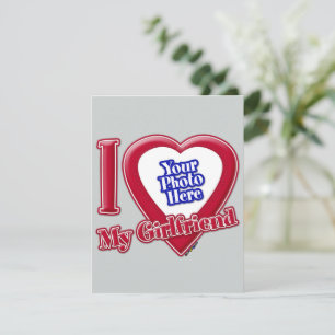 I Liebe My Girlfriend Foto Red Heart Grau Feiertagskarte