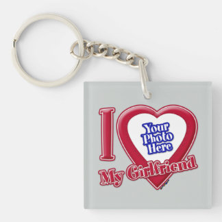 I Liebe My Girlfriend Foto Red Heart Grau Schlüsselanhänger