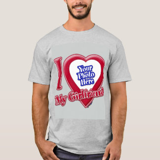 I Liebe My Girlfriend Foto Red Heart Grau T-Shirt