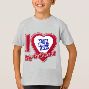 I Liebe My Girlfriend Foto Red Heart Grau T-Shirt