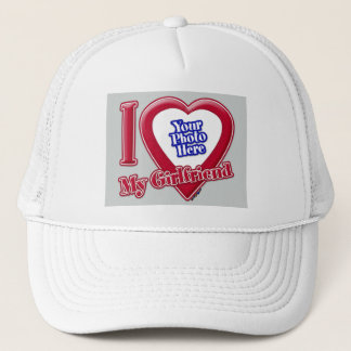 I Liebe My Girlfriend Foto Red Heart Grau Truckerkappe