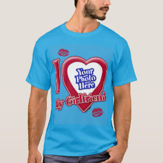 I Liebe My Girlfriend Foto Red Heart Kiss Aquamari T-Shirt