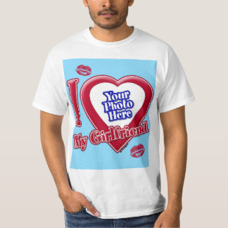 I Liebe My Girlfriend Foto Red Heart Kiss Turquois T-Shirt