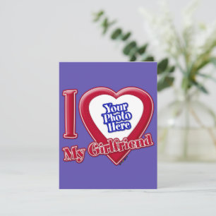 I Liebe My Girlfriend Foto Red Heart Lila Feiertagskarte