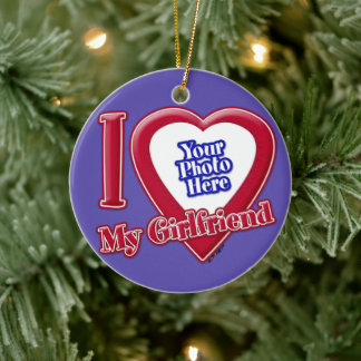I Liebe My Girlfriend Foto Red Heart Lila Keramik Ornament