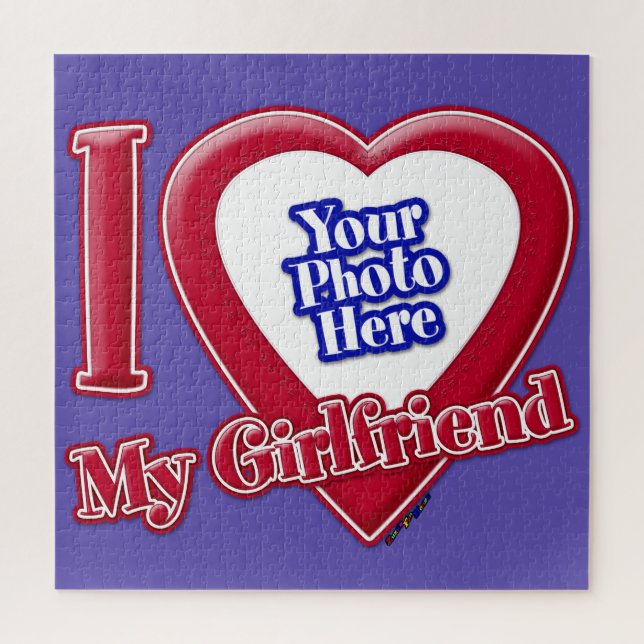 I Liebe My Girlfriend Foto Red Heart Lila Puzzle (Vertikal)