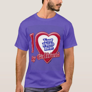 I Liebe My Girlfriend Foto Red Heart Lila T-Shirt