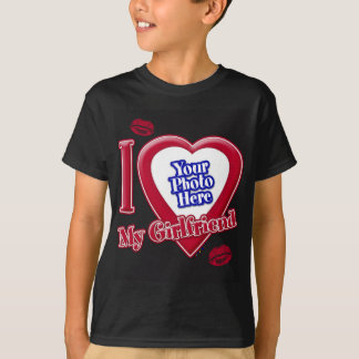 I Liebe My Girlfriend Foto Red Heart Lips Black T- T-Shirt