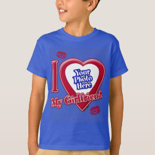 I Liebe My Girlfriend Foto Red Heart Lips D R Blue T-Shirt