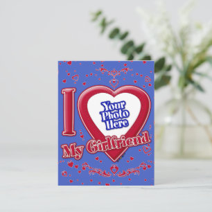 I Liebe My Girlfriend Foto Red Hearts Deep Royal B Feiertagskarte