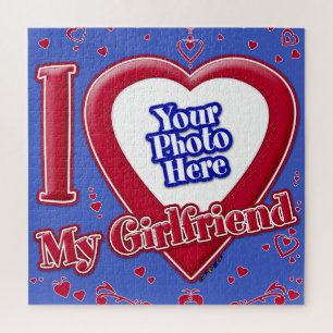 I Liebe My Girlfriend Foto Red Hearts Deep Royal B Puzzle