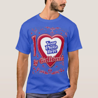 I Liebe My Girlfriend Foto Red Hearts Deep Royal B T-Shirt