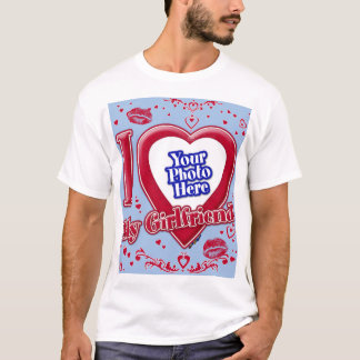 I Liebe My Girlfriend Foto Red Hearts Kiss Baby Bl T-Shirt