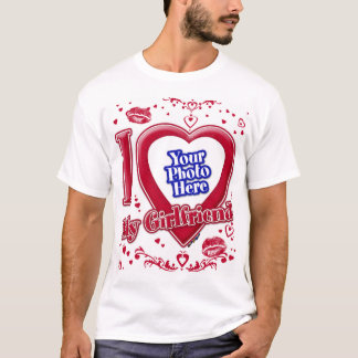 I Liebe My Girlfriend Foto Red Hearts Kiss T-Shirt