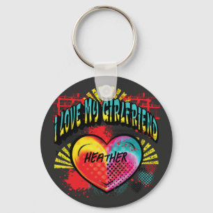 I Liebe My Girlfriend Graffiti Individuelle Name Schlüsselanhänger