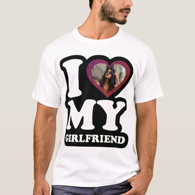 I Liebe My Girlfriend Green Leaf - Custom Foto T-Shirt (Vorderseite)