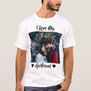 I Liebe My Girlfriend Heart Personalisiert Foto T- T-Shirt