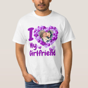 I Liebe My Girlfriend Lila Custom Foto T - Shirt