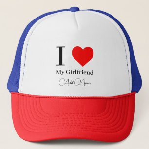 I Liebe My Girlfriend & Red Heart Personalisiert Truckerkappe