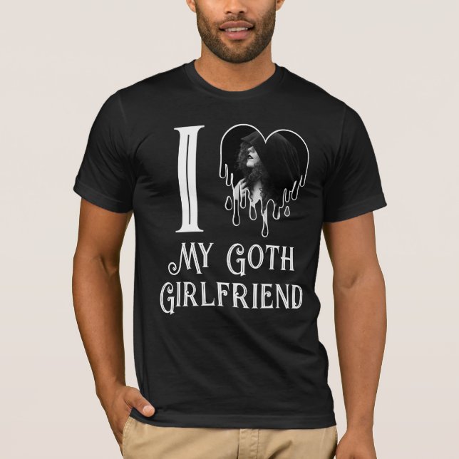 I Liebe My Goth Girlfriend White Heart Gothic Foto T-Shirt (Vorderseite)