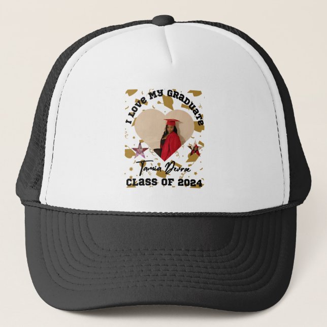 I Liebe My Graduate 2024 Heart Snapback Hat Truckerkappe (Vorderseite)
