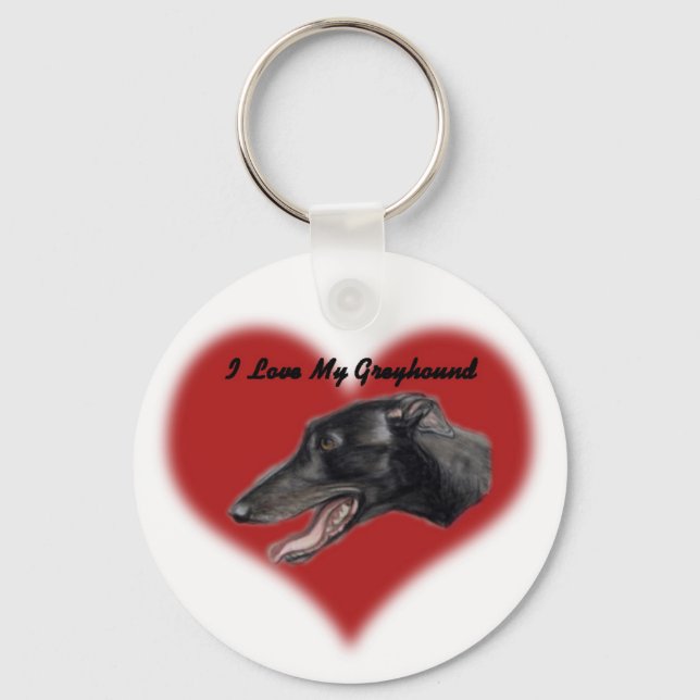 "I Liebe My Greyhound" Dog Art Schlüsselanhänger (Vorderseite)