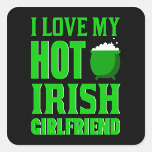 I Liebe My Hot Irish Girl Quadratischer Aufkleber