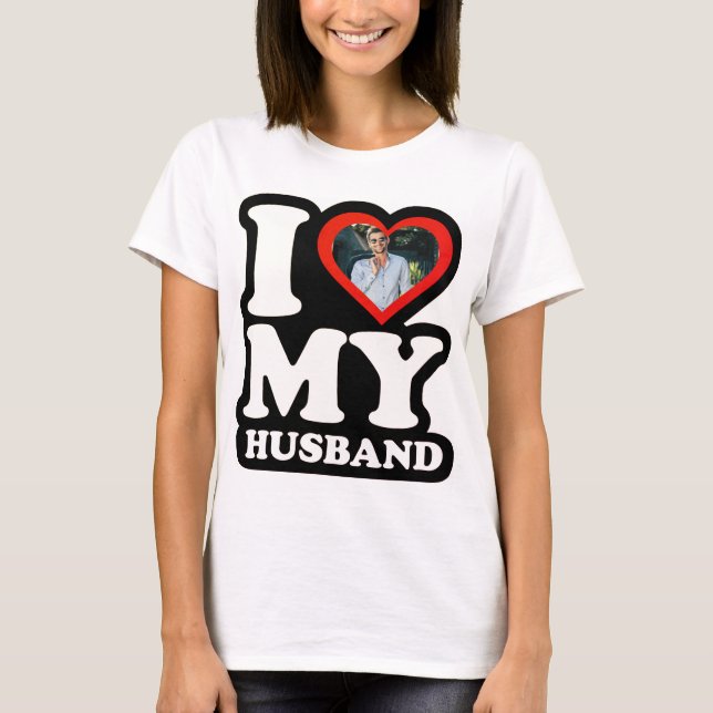 I Liebe My Husband 1974 - Benutzerdefiniertes Foto T-Shirt (Vorderseite)