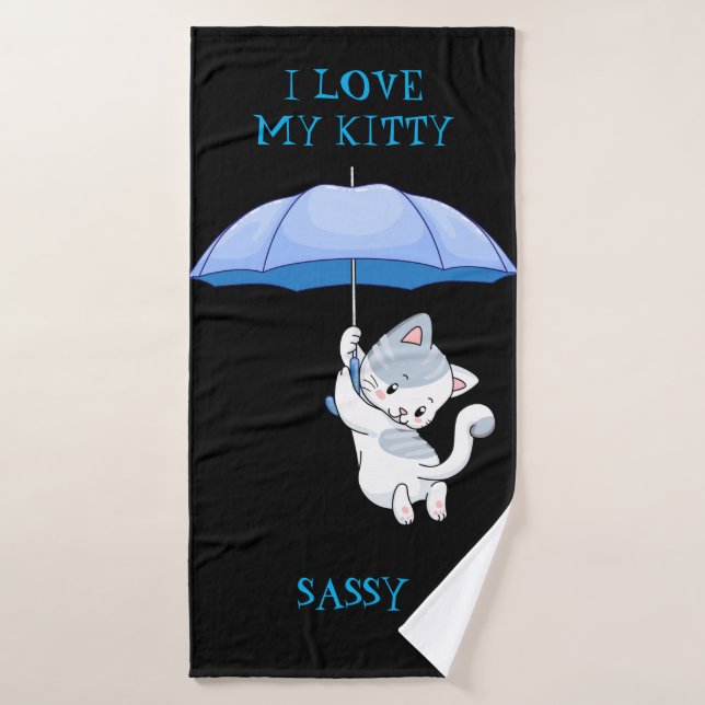 "I LIEBE MY KITTY" KIDS BAD Handtuch mit Haustiern Badehandtuch (Badehandtuch)