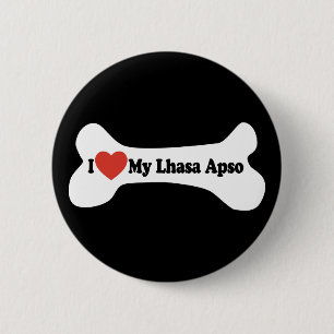 I Liebe My Lhasa Apso - Dog Bone Button
