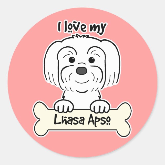 I Liebe My Lhasa Apso Runder Aufkleber (Vorderseite)