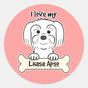 I Liebe My Lhasa Apso Runder Aufkleber