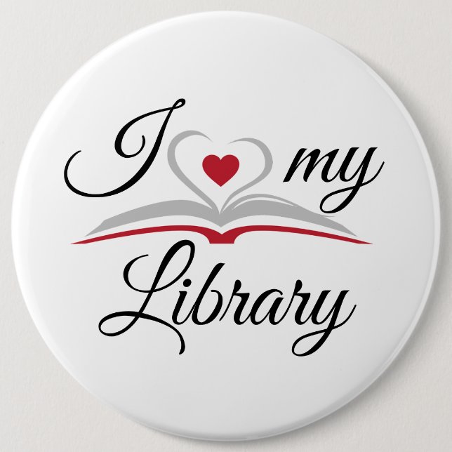 I Liebe My Library Abzeichen Button (Vorderseite)