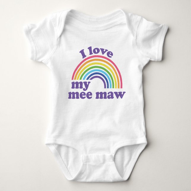 I Liebe My Mew Maw - Niedlicher Regenbogen Baby Strampler (Vorderseite)