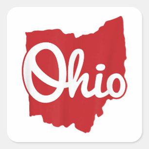 I Liebe My Ohio Zuhause Script Ohio Quadratischer Aufkleber