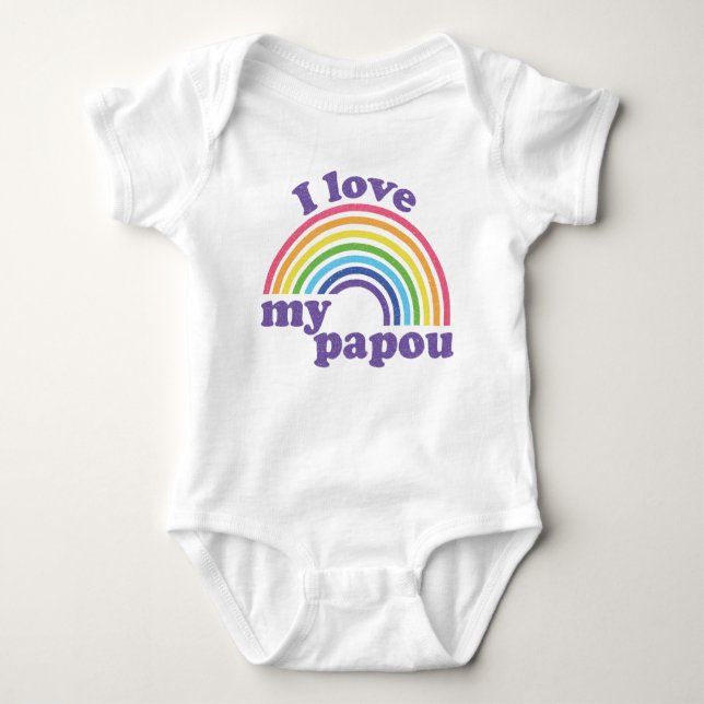 I Liebe My Papou - Niedlicher Regenbogen Baby Strampler (Vorderseite)