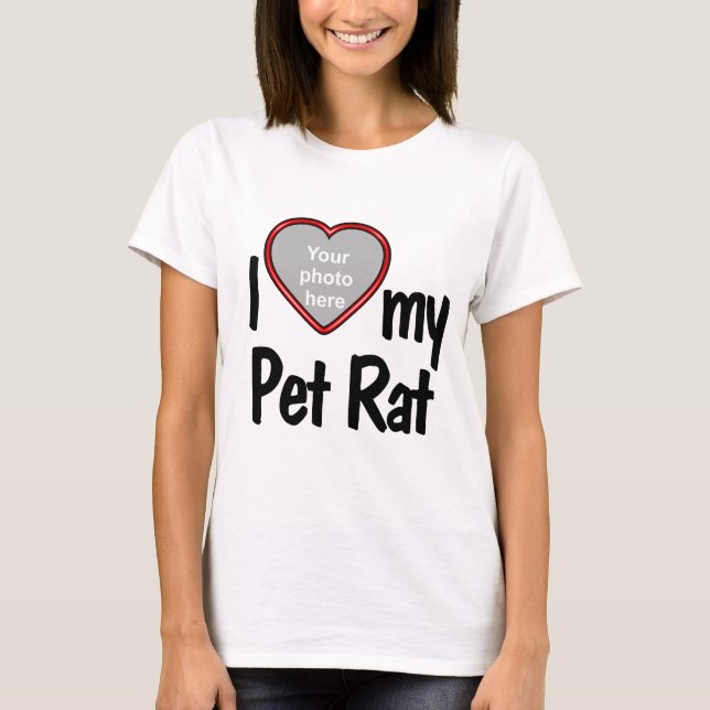 I Liebe My Pet Rat - Niedliches Rotes Herz Foto Ra T-Shirt (Vorderseite)
