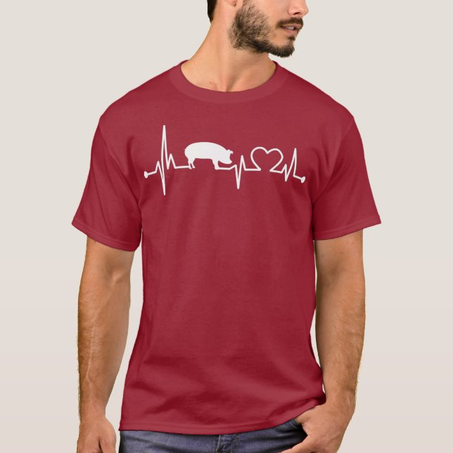 I Liebe My Pig Heart Valve EKG Heartbeat Funny T-Shirt (Vorderseite)