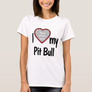 I Liebe My Pit Bull - Niedlich Fun Heart Foto Fram T-Shirt