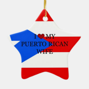 I Liebe My Puerto Rico Ehefrau, Flagge von Puerto  Keramik Ornament
