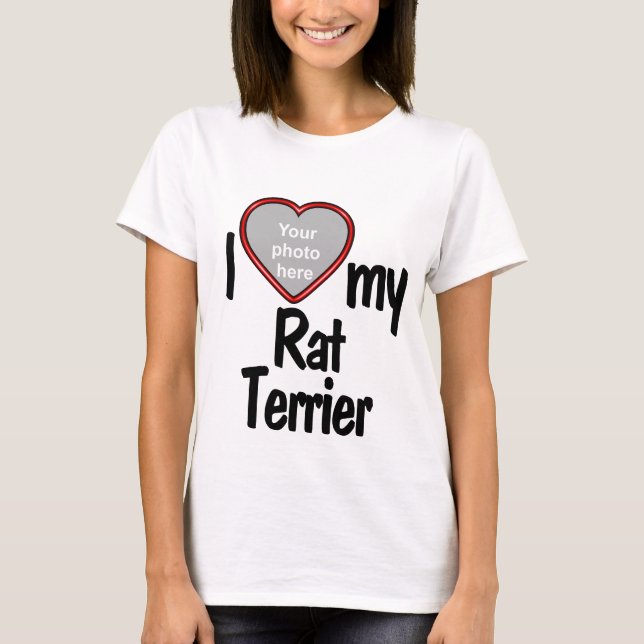 I Liebe My Rat Terrier - Red Heart Dog Foto T-Shirt (Vorderseite)