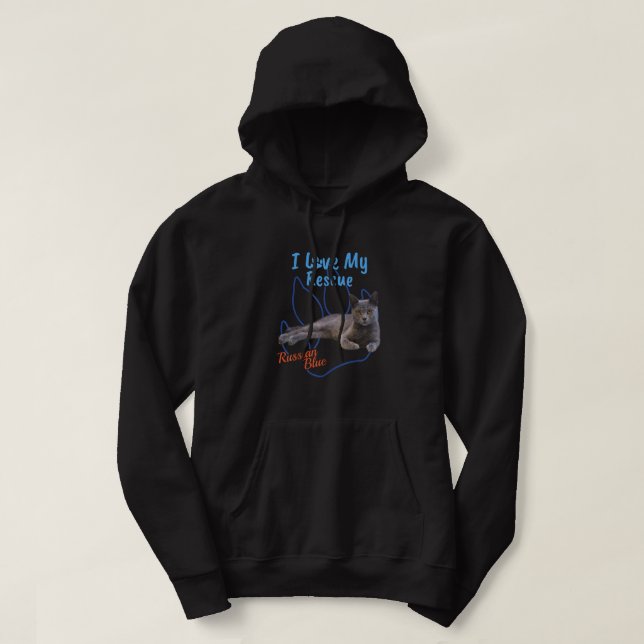 I Liebe My Rescue Russian Blue Cool Adoptiert Katz Hoodie (Design vorne)