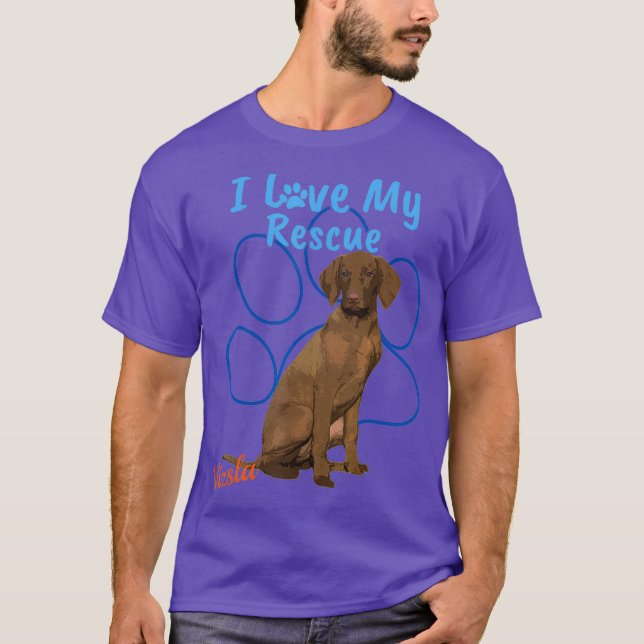 I Liebe My Rescue Vizsla Cool Adoptiert Hund T-Shirt (Vorderseite)