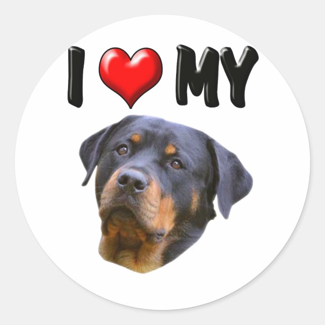 I Liebe My Rottweiler 3 Runder Aufkleber (Vorderseite)