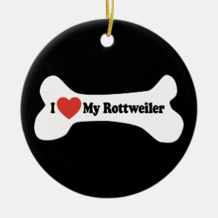 I Liebe My Rottweiler - Hundeknochen Keramik Ornament