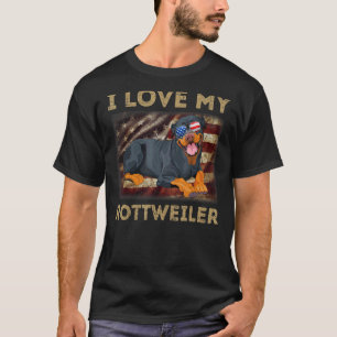 I Liebe My Rottweiler Vater Mama American Flag Wei T-Shirt