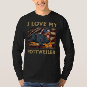 I Liebe My Rottweiler Vater Mama American Flag Wei T-Shirt
