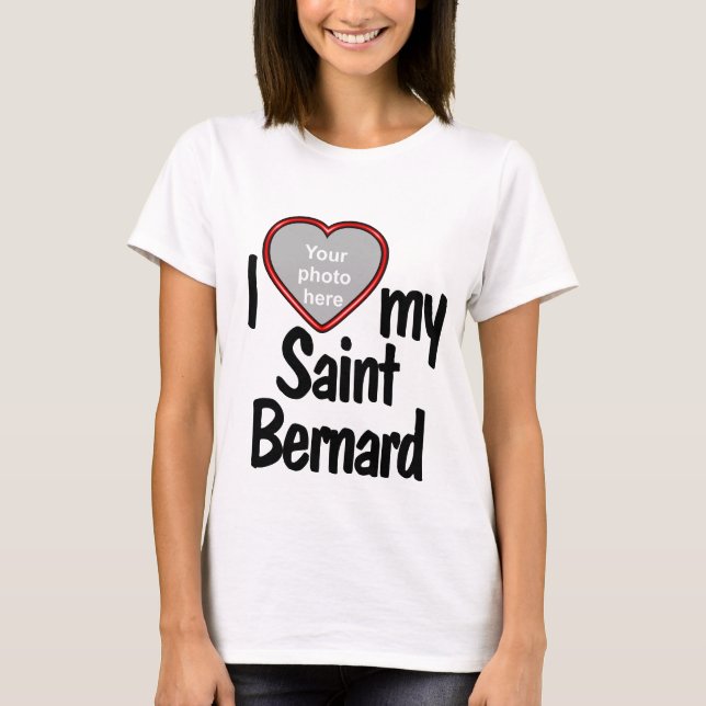 I Liebe My Saint Bernard Red Heart Dog Foto T-Shirt (Vorderseite)