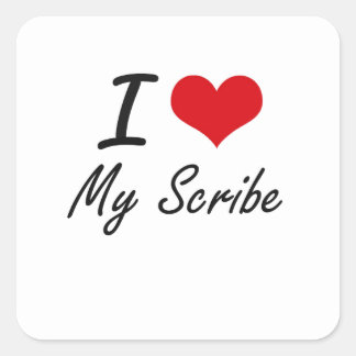 I Liebe My Scribe Quadratischer Aufkleber